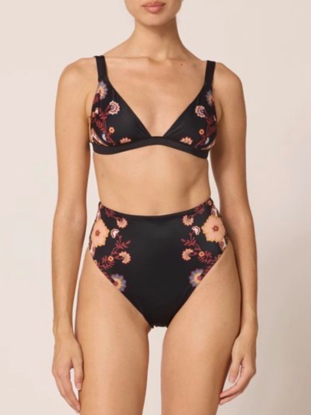 Cleobella Kimber Bikini Bottom Size S Dark Lagos Black Floral Beach Bohemian